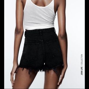 Zara high rise denim shorts